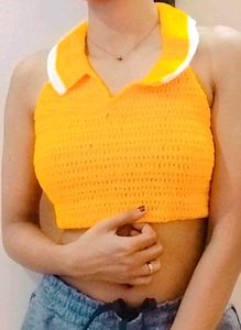 Tangerine Shaded Crochet Top