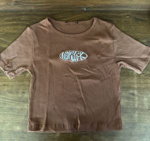 Brown Ribbed Top
