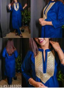 Elegant Blue Velvet Kurta Set
