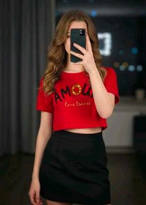Red Graphic Crop Top 🍒