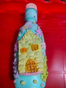 Handmade Clay Bottle With Paper Flower Vase Combo