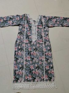 Floral Print Lace Trim Dress