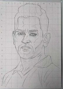 MS Dhoni Outline Drawing