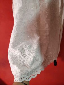 Soft Rayon White Chikankari Kurti