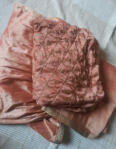 Peach Embroidered Sharara Suit