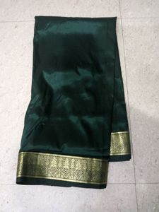 Elegant Dark Green Saree with Gold Border