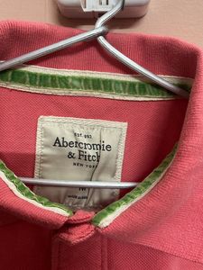 Abercrombie &amp; Fitch Men Polo Neck Pink T Shirt