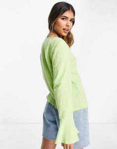 Lime Green Bell Sleeve Top