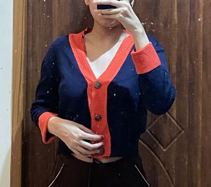 Cute Navy & Orange Cardigan