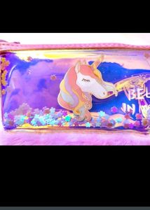 🦄 Unicorn 🦄 Fur Pencil Case With Water Glitter