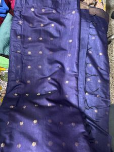 Navy Blue Silk Blend Saree