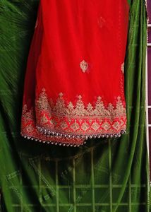 Red &amp; Gold Embroidered Saree
