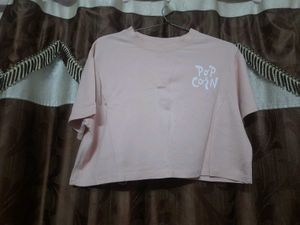 Pink Popcorn Graphic Crop Top