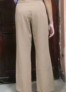 Beige Wide Leg Trousers