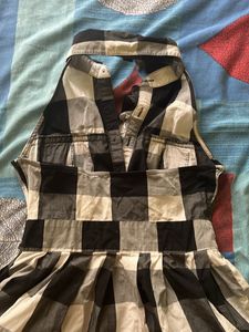 black &amp; white anime checkered cosplay halter dress