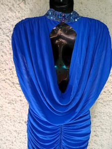 Elegant Blue Embellished Dress