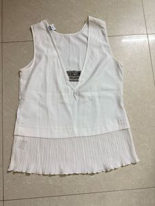 White Pleated Tank Top