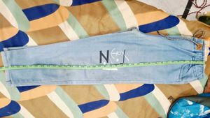 Light Blue Graphic Denim Pants