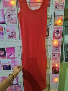 Ribbed Red Square Neck Bodycon Midi Dress