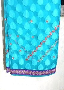 Brasso Saree With Beautiful Embroidery Work