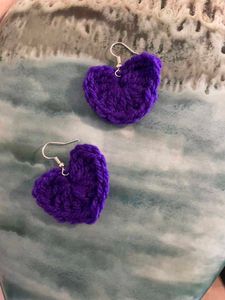 Crochet Heart Earrings- Set Of 2