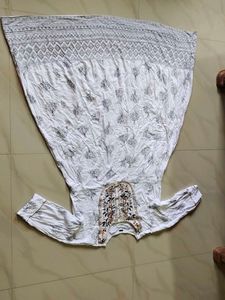 White Embroidered Tree Print Kurti😍🎊🎉