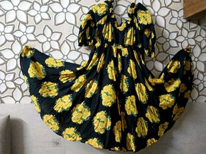 Sunflower Print Midi Dress