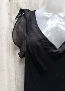 Floral Detail Black Dress