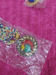 Combo Multicolored Trendy Beads Necklace + Ring