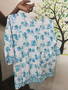 White Blue Short Kurti.