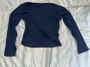 Navy Blue Long Sleeve Top