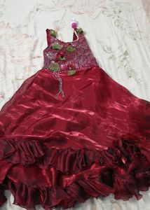Gown For Girls In Maroon Colour With Good Design