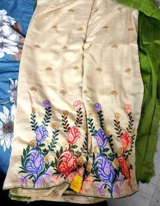 Green &amp; Beige saree