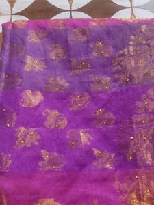 Elegant Purple zari and  stone work saree