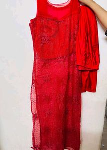 Sequence Work Red Colour Kurta Set