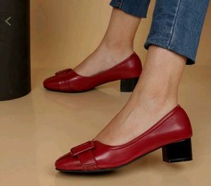 Brand New Maroon Block Pumps with Box