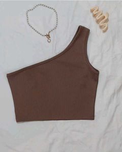 Urbanic Brown One Shoulder Crop Top