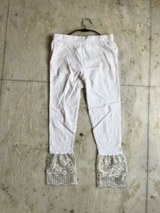 White Lace Detail Leggings