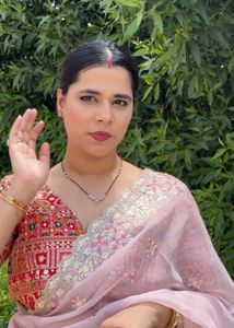 Organze Baby Pink Saree With Rani Blouse