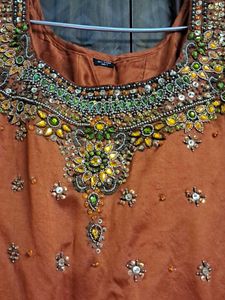 Silk Suit Set With Stone Work