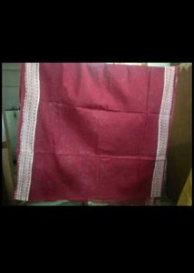 Maroon cotton saree and blouse.