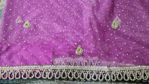 heavy beautiful purple sari with blouse and pettic