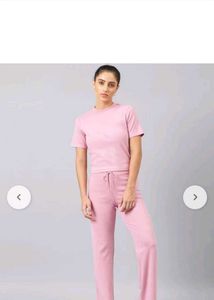 Pink Ribbed Lounge Set
