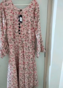 Floral Long Kurthi With Flares