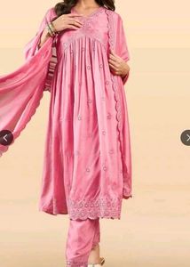 Pink Embroidered Party Wear Suit