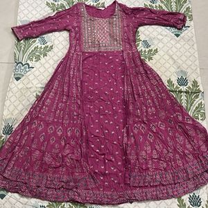 Elegant Purple Embroidered Anarkali Kurta