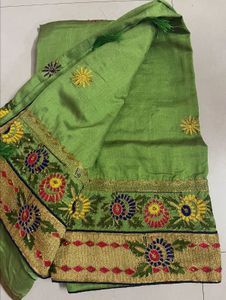 Elegant Green Embroidered Saree