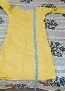 Yellow Kurti with grey salwar