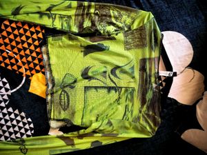 Green Print Crop Top