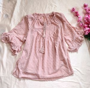 Peach Flounce Top